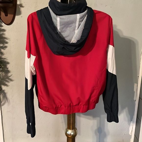 Medium Hollister red blue white long sleeve removable hood lined jacket coat - Picture 10 of 13